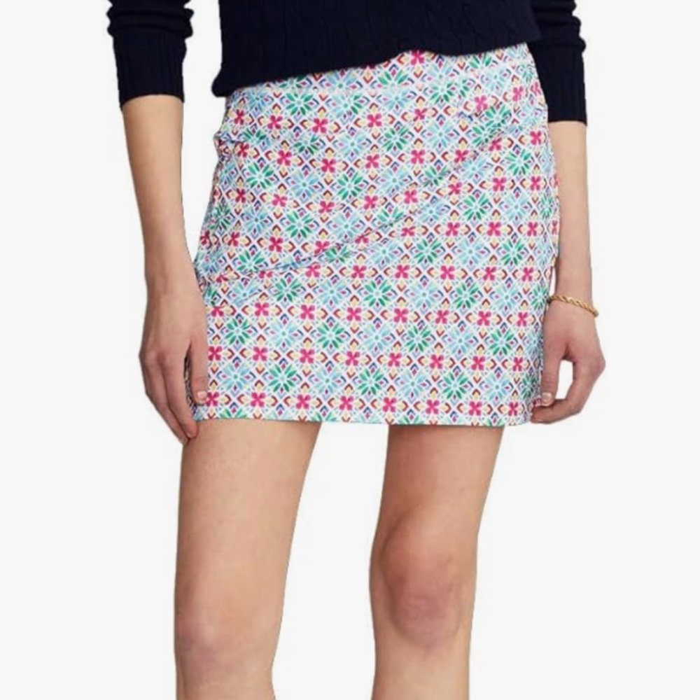 NWT Ralph Lauren RLX Girls Golf Aim Pleated Tiles Skort‎ Multi Size L (12-14)